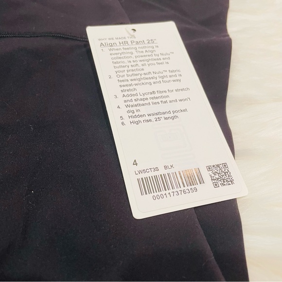 NWT LULULEMON ALIGN PANT HIGH RISE 25” BLACK SIZE 4 - Picture 2 of 6